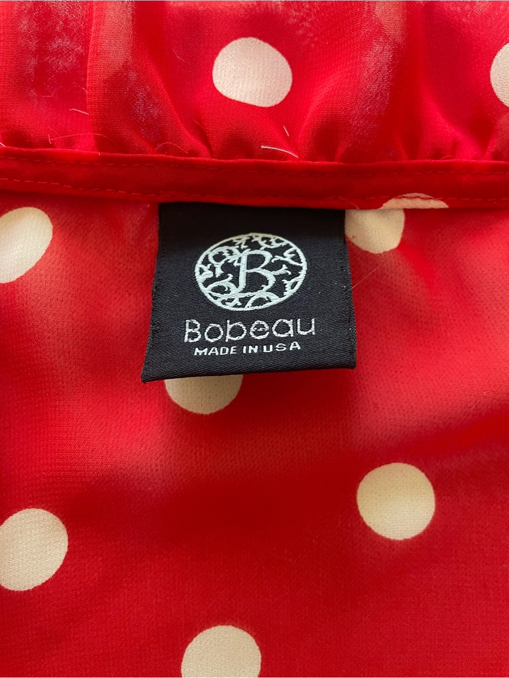 Bobeau Red Polka Dot Ruffle Blouse Medium Sheer Tie Neck Top USA - Picture 6 of 10